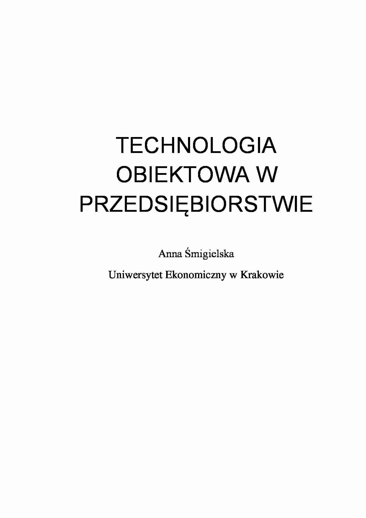 Technologia obiektowa w przedsiębiorstwie - strona 1