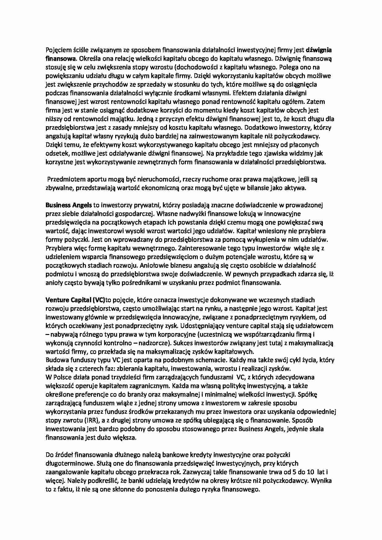 Finansowanie przedsiębiorstw - Business Angels - strona 1