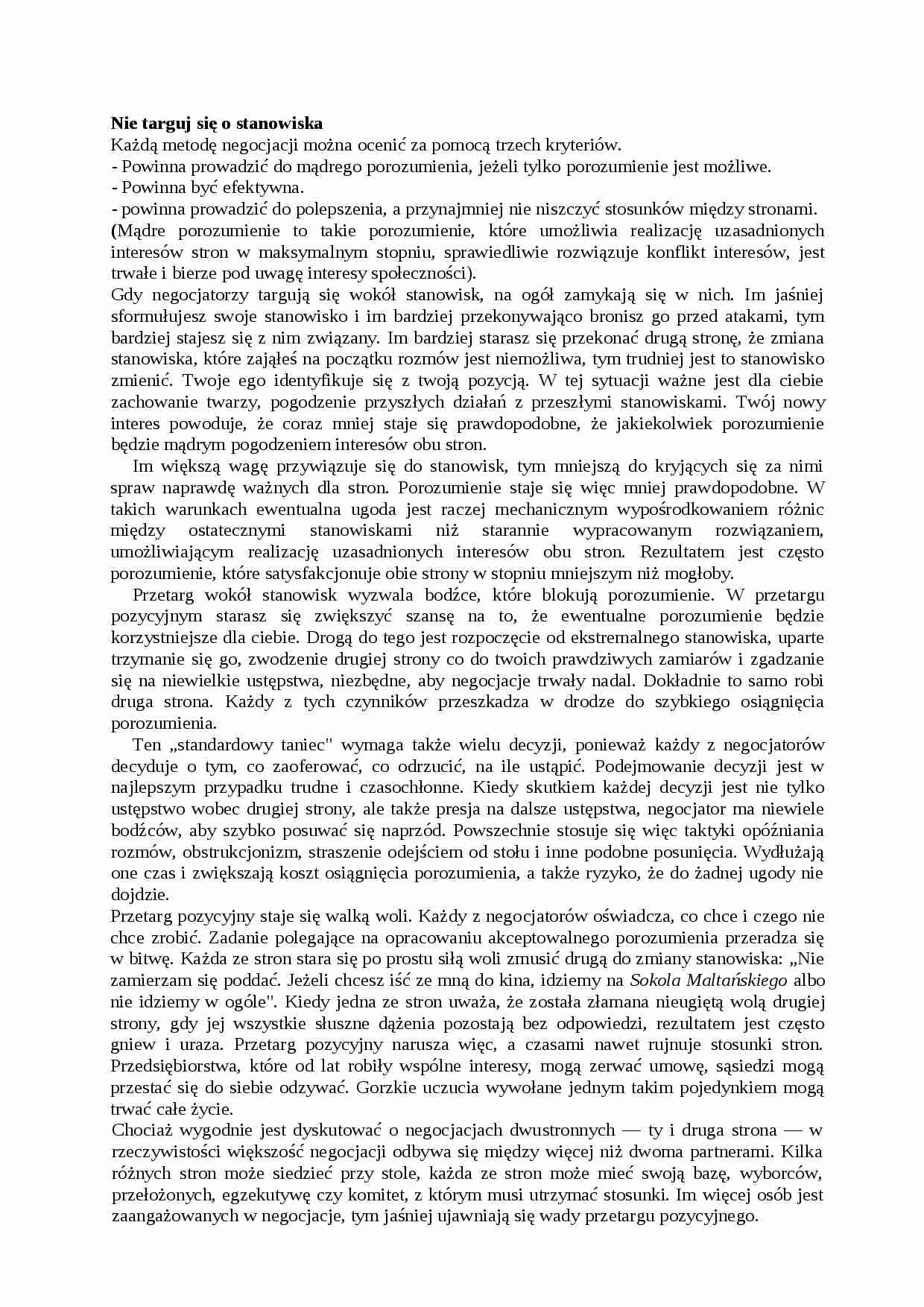 Negocjacje - analiza, planowanie, dyskusja - strona 1