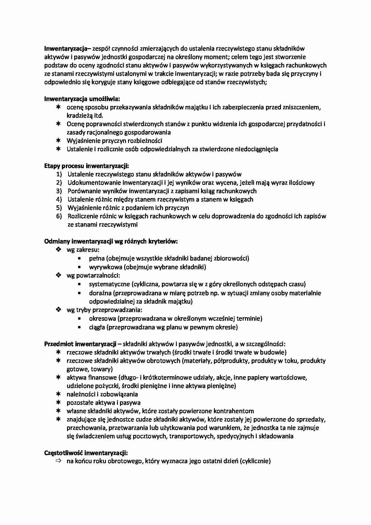 Inwentaryzacja: etapy, definicje - strona 1