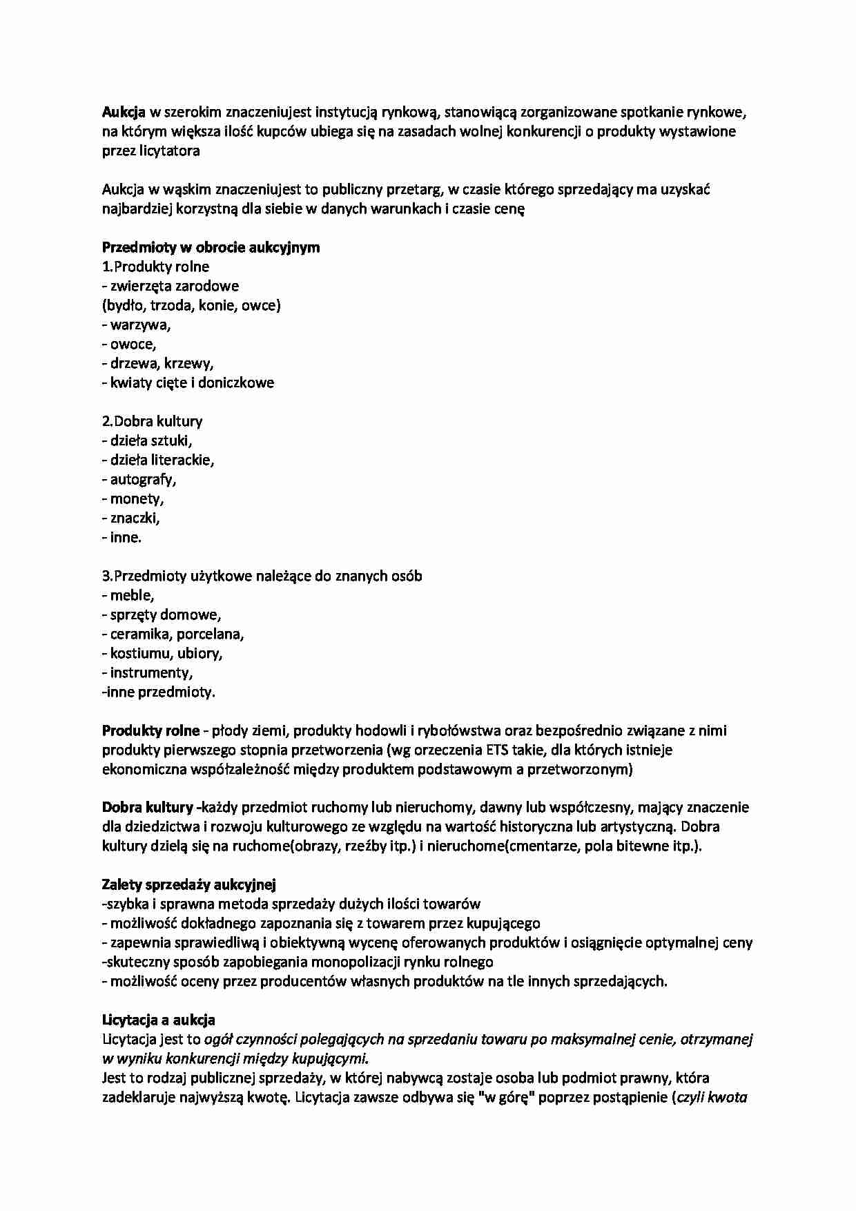 Aukcje jako instytucja rynkowa - strona 1