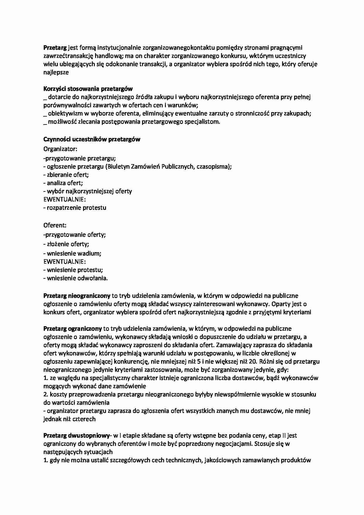 Przetargi: korzyści, czynniki - strona 1