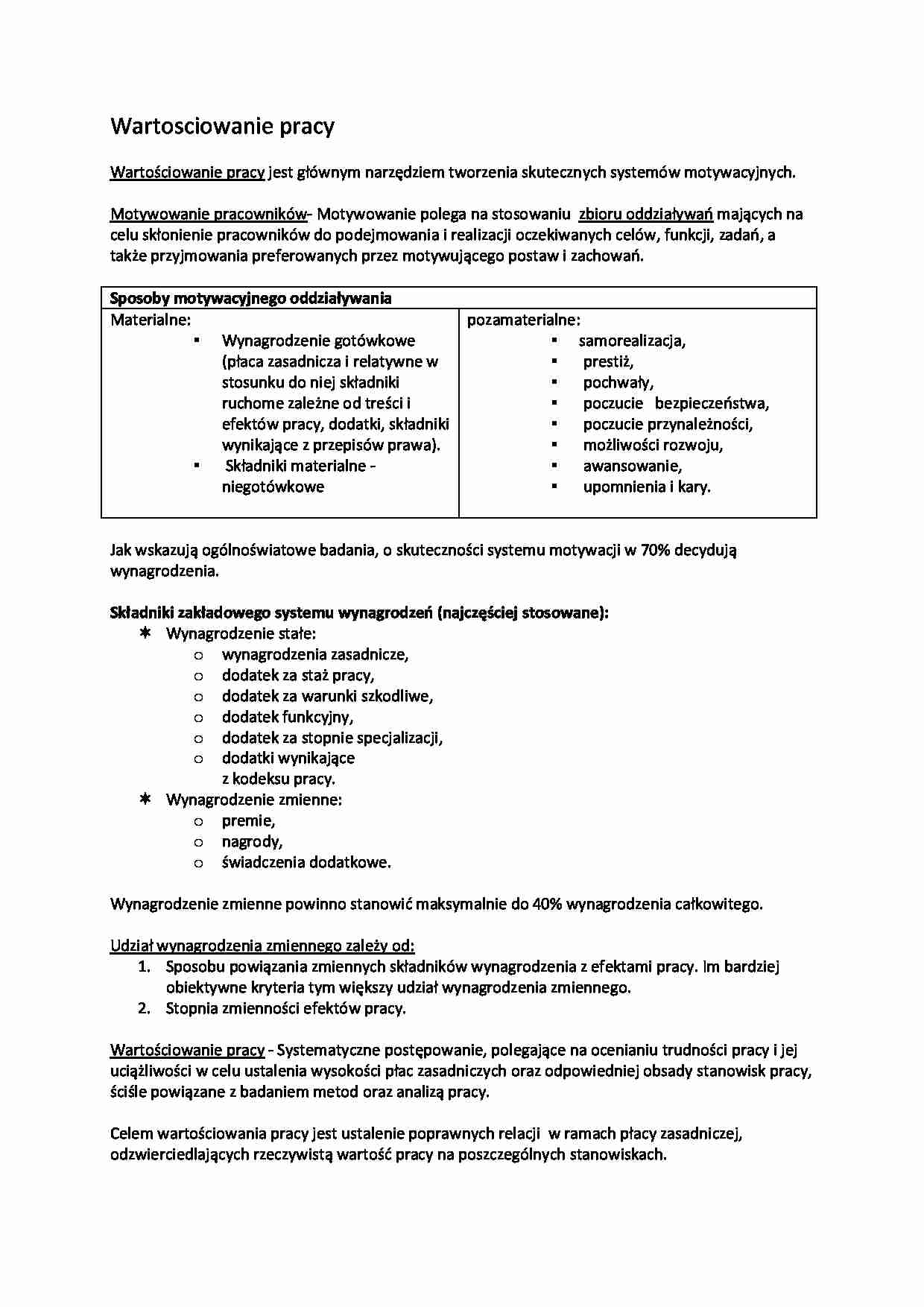 Wartościowanie pracy - strona 1