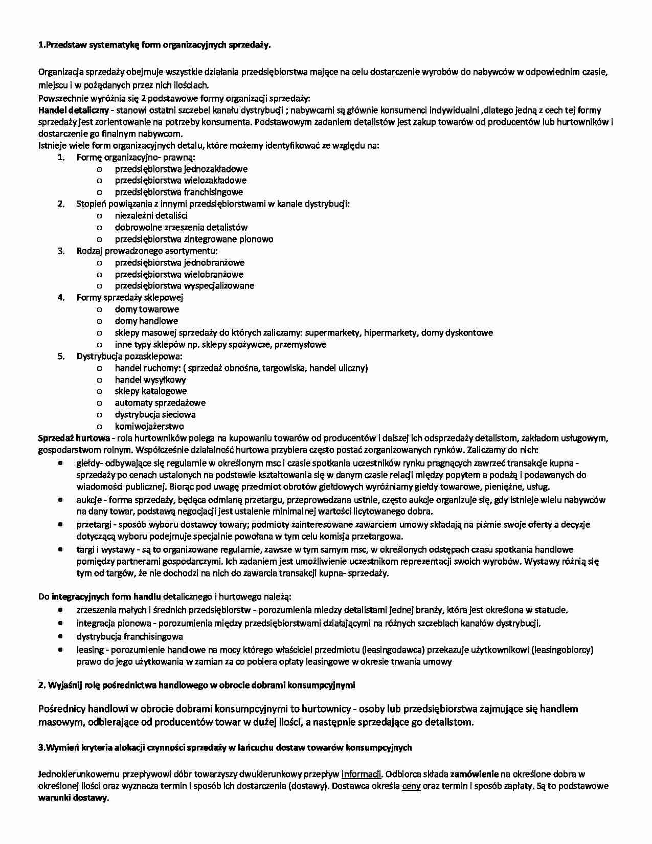 Opracowanie pytania na egzamin licencjacki - strona 1