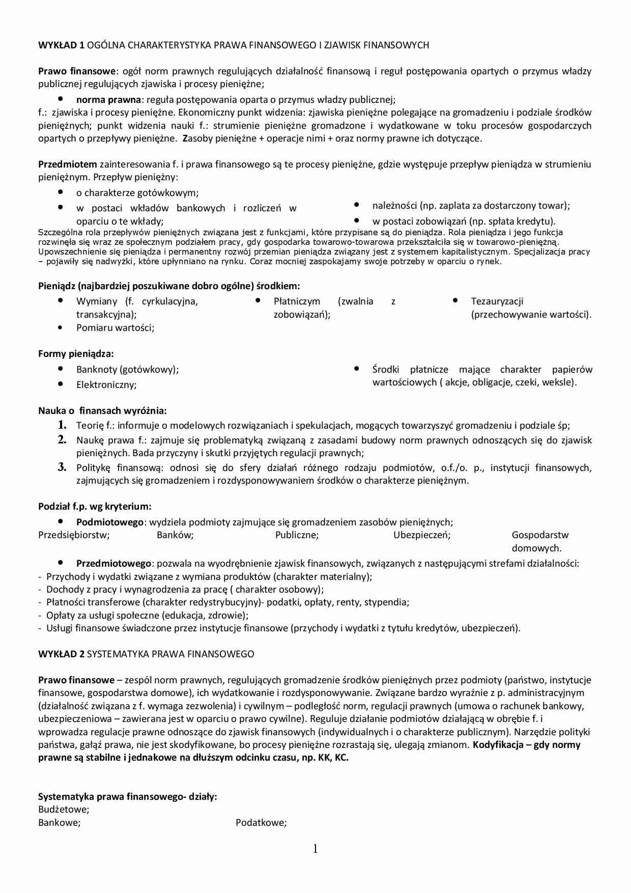 Ogólna charakterystyka prawa finansowego i zjawisk finansowych  - strona 1