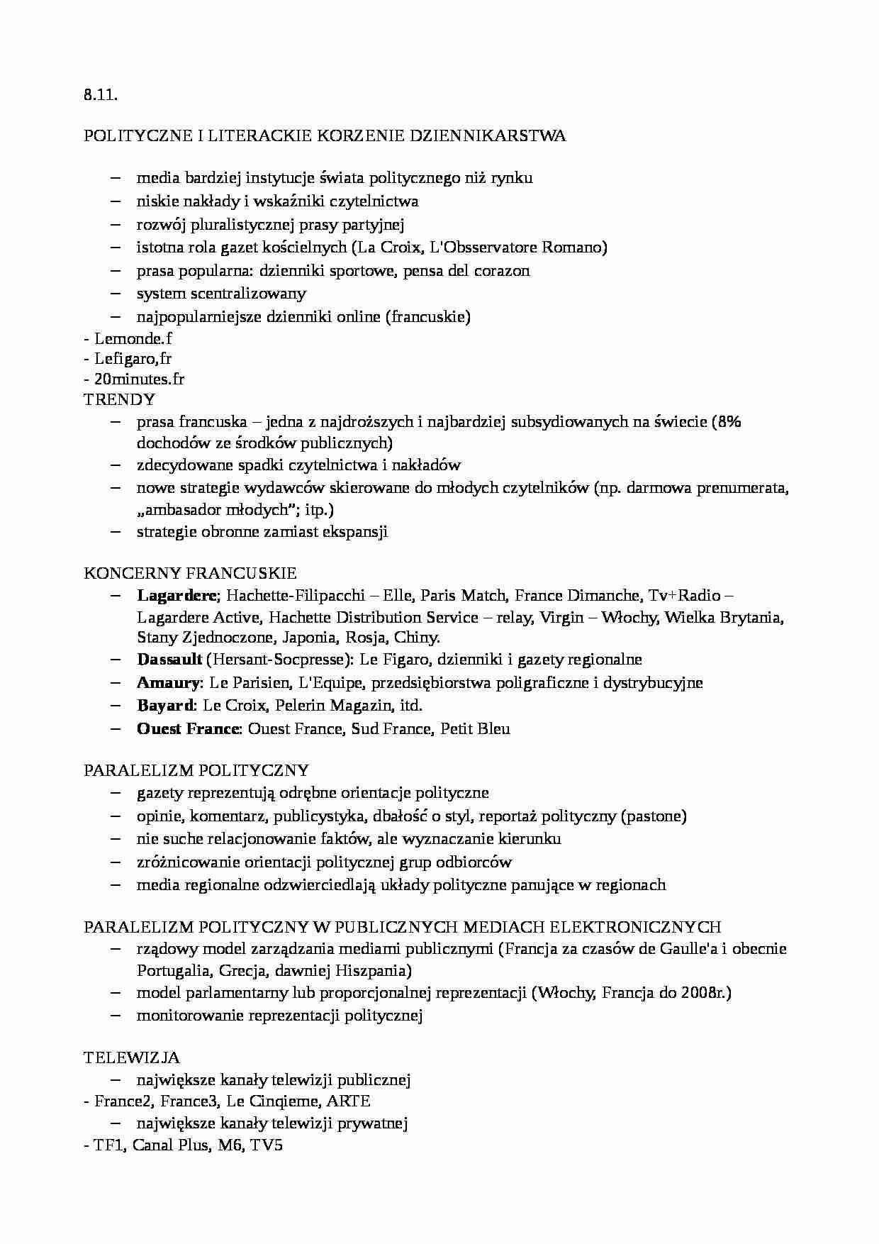 korzenie dziennikarstwa - pluralizm spolaryzowany - strona 1