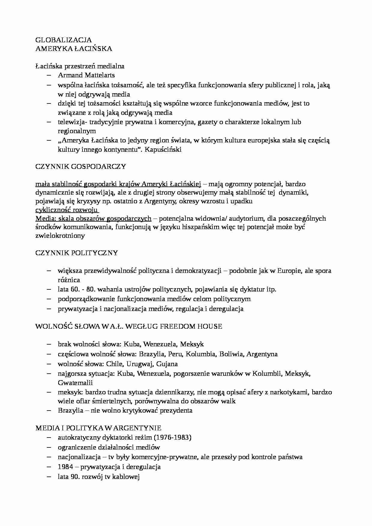 media w Ameryce Łacińskiej - Globalizacja - strona 1