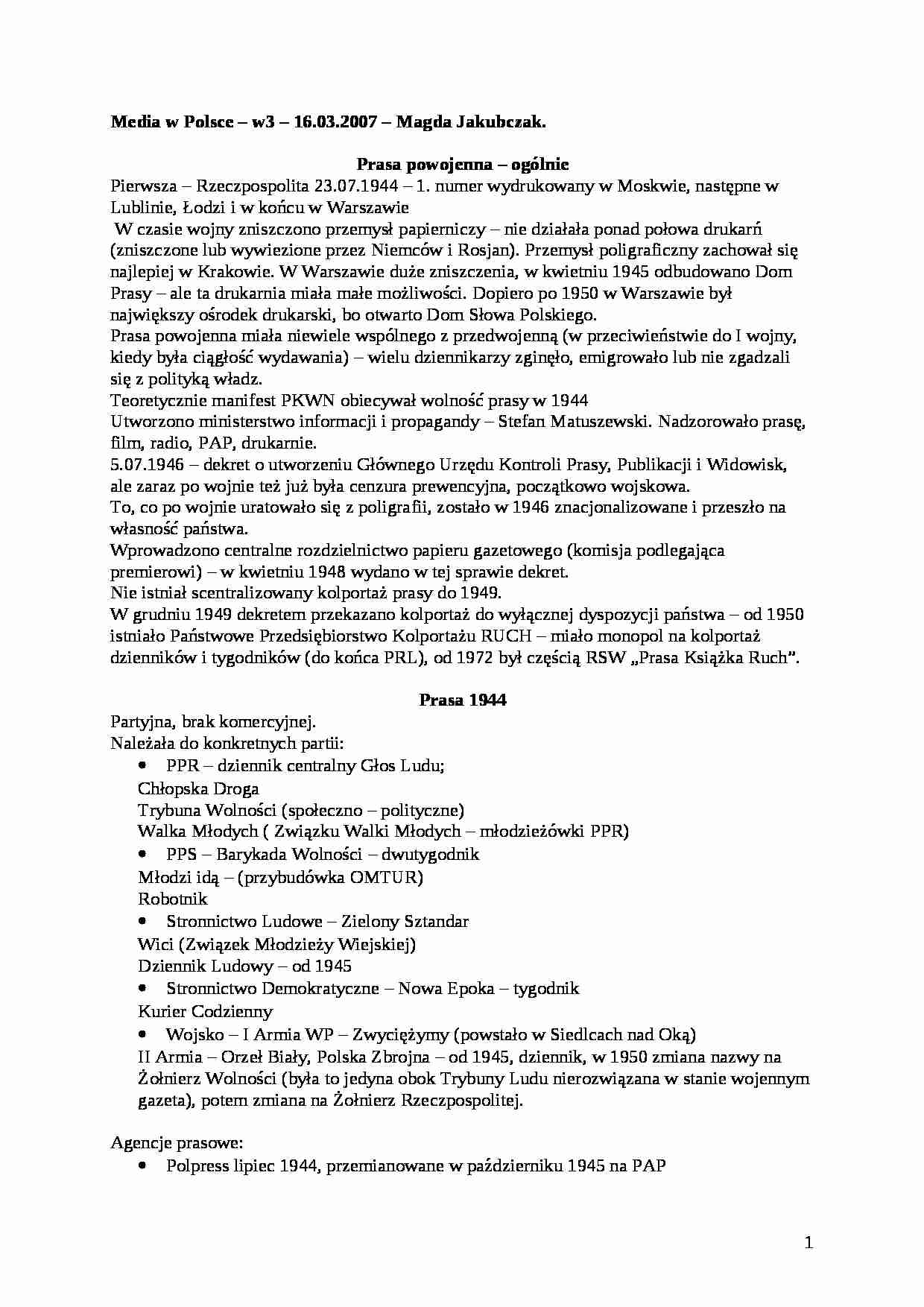 Prasa powojenna - ogólnie - strona 1