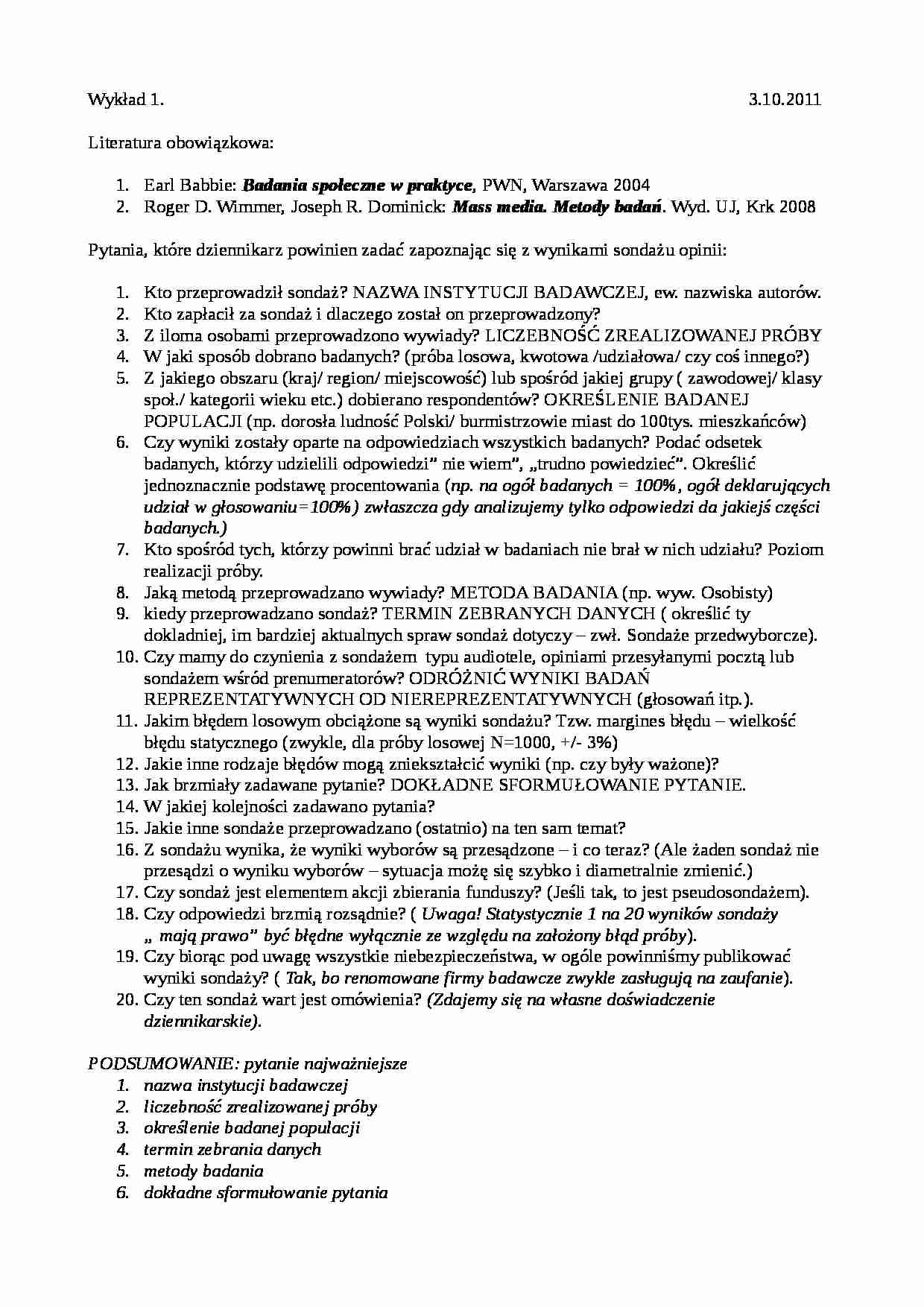 Interpretacja sondaży - pytania - strona 1