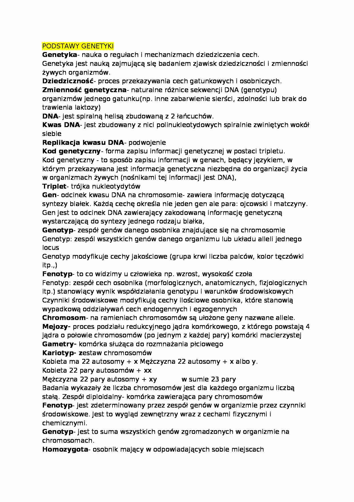 Podstawy genetyki - strona 1