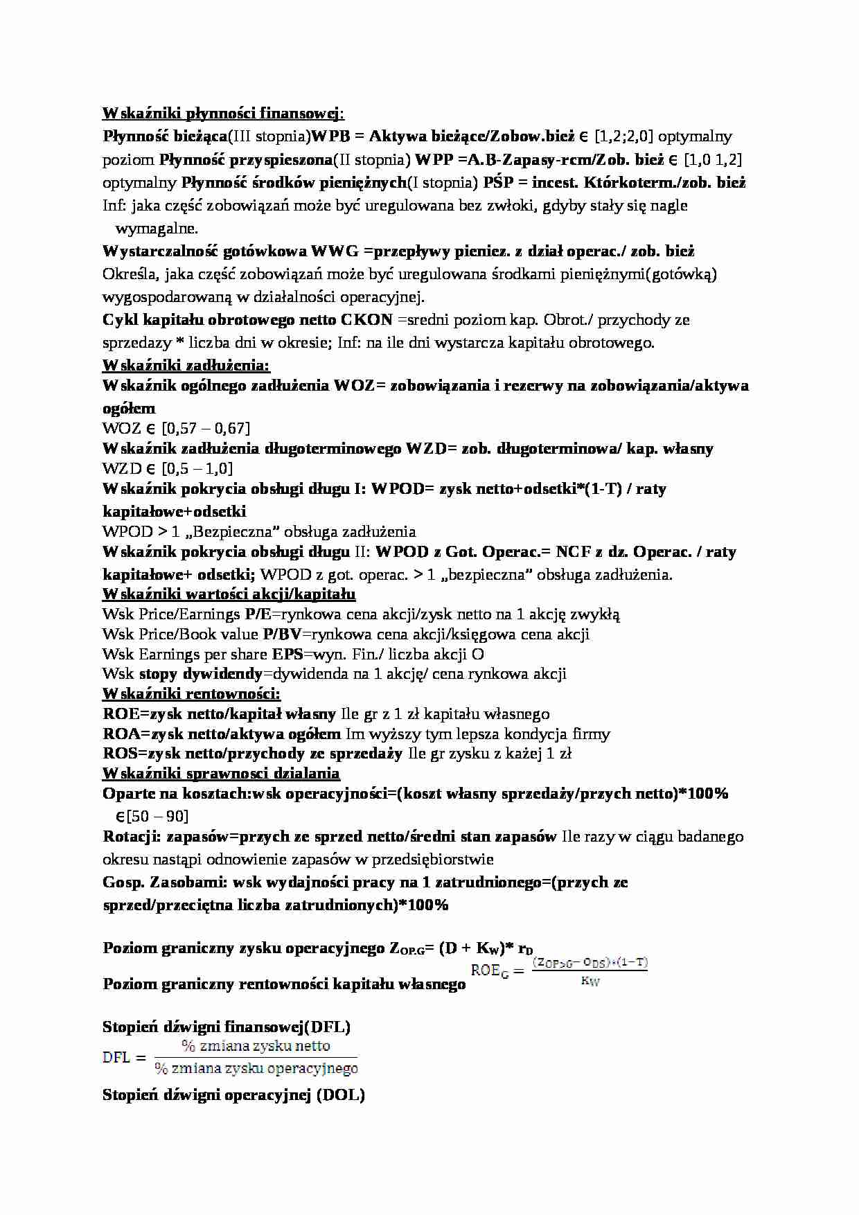 Wskaźniki płynności finansowej - strona 1