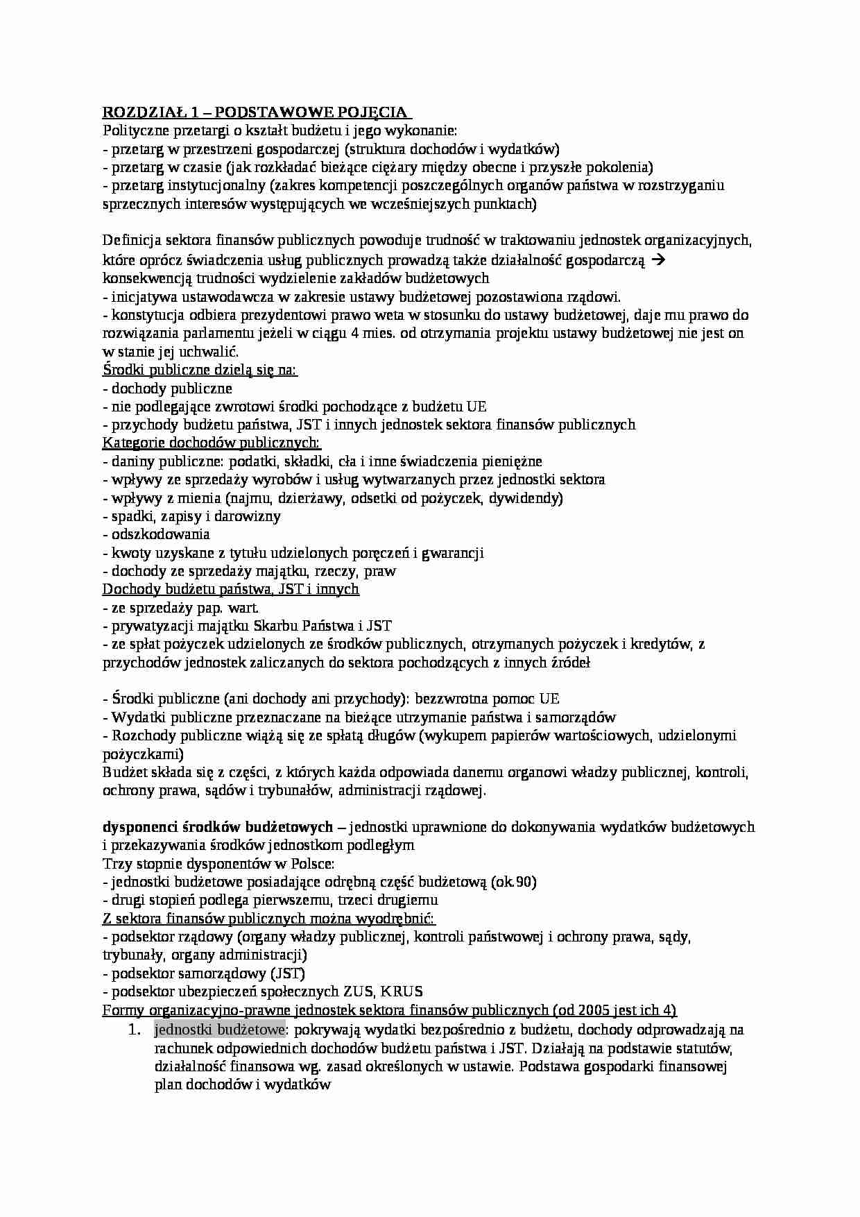 Finanse notatki - Środki publiczne - strona 1