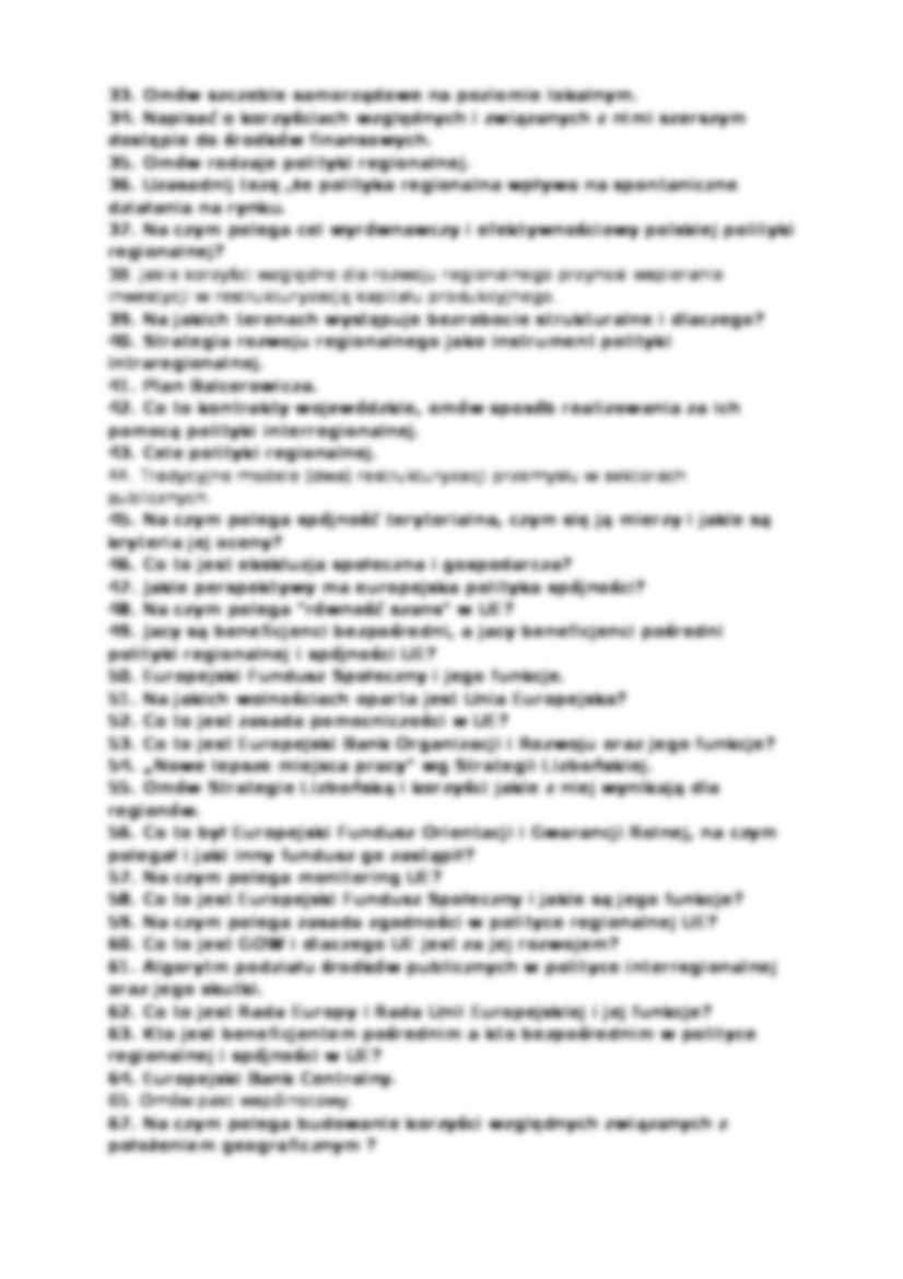 Gospodarka regionalna pytania na egzamin - strona 2