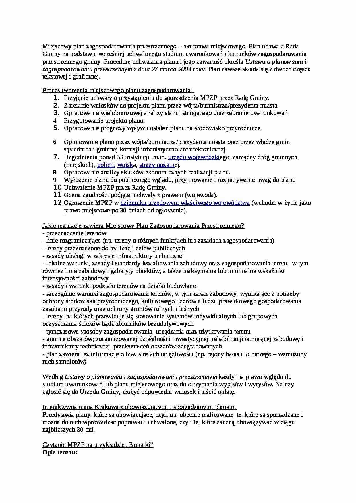 Miejscowy plan zagospodarowania przestrzennego i wpływ na nieruchomości - strona 1