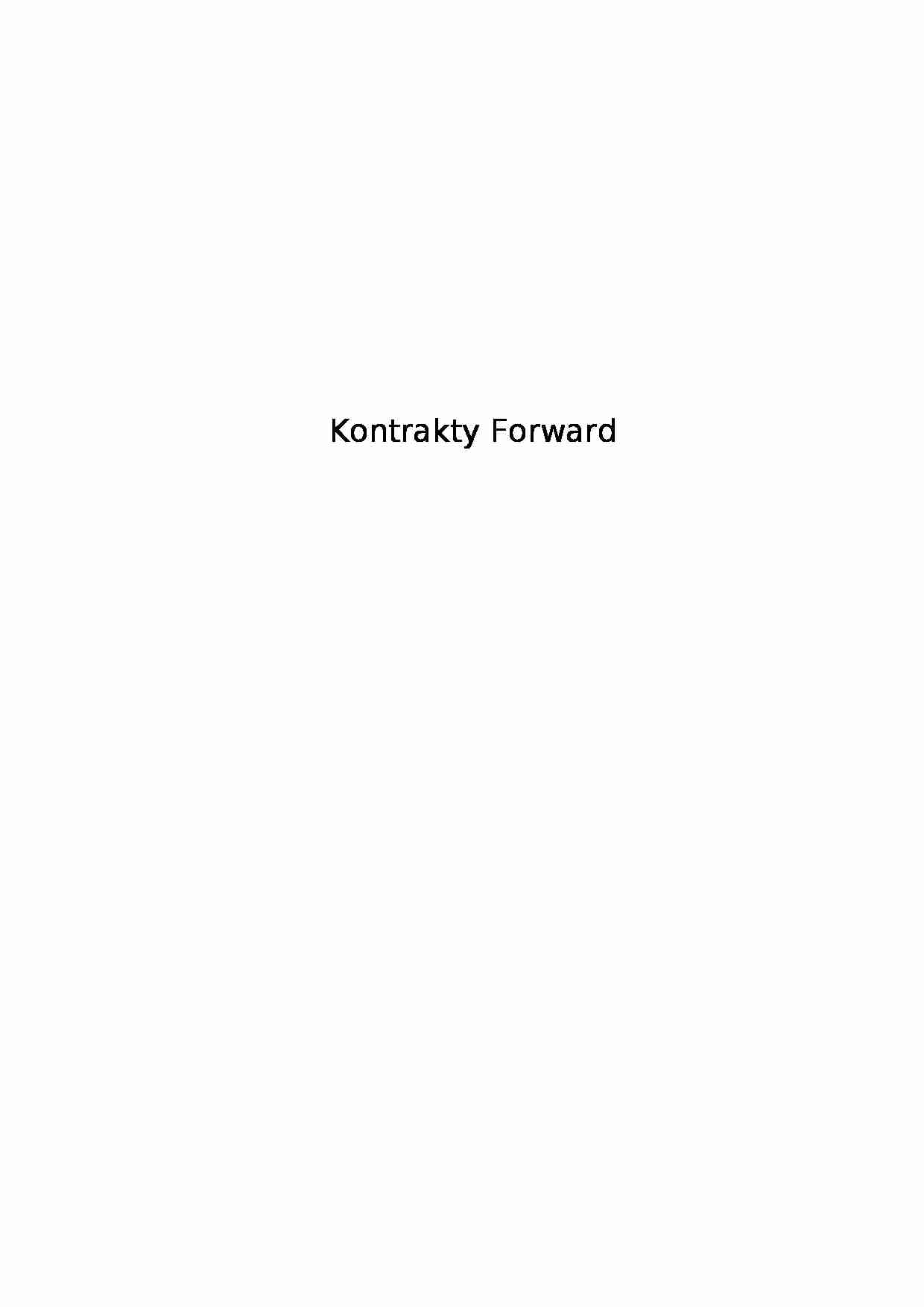 Finanse przedsiębiorstw - Kontrakty Forward - strona 1
