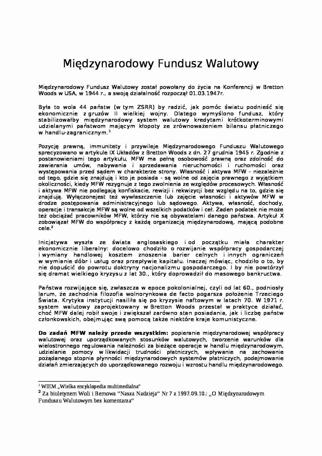 Międzynarodowy fundusz walutowy - Organy MFW - strona 1