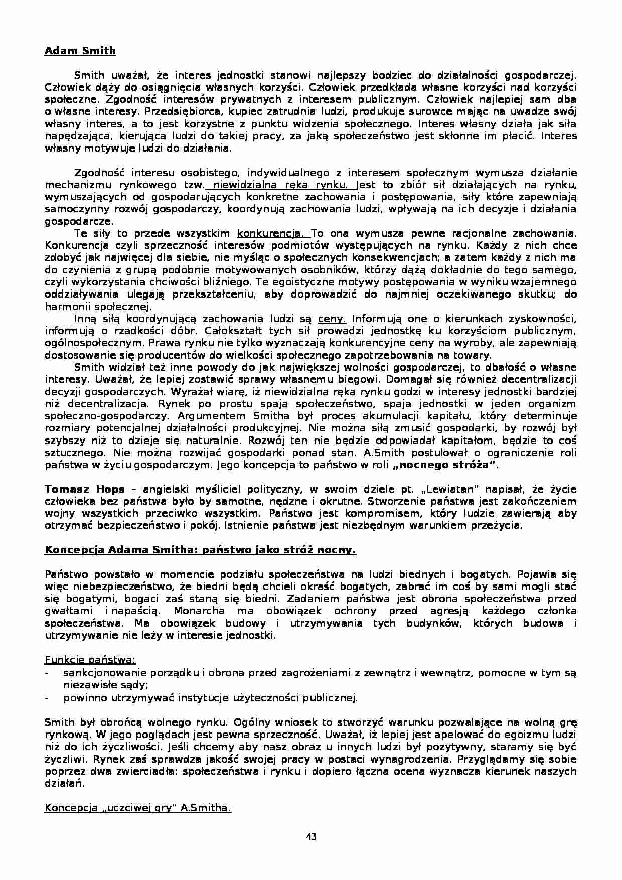 Historia myśli ekonomicznej  - Adam Smith cz1 - strona 1