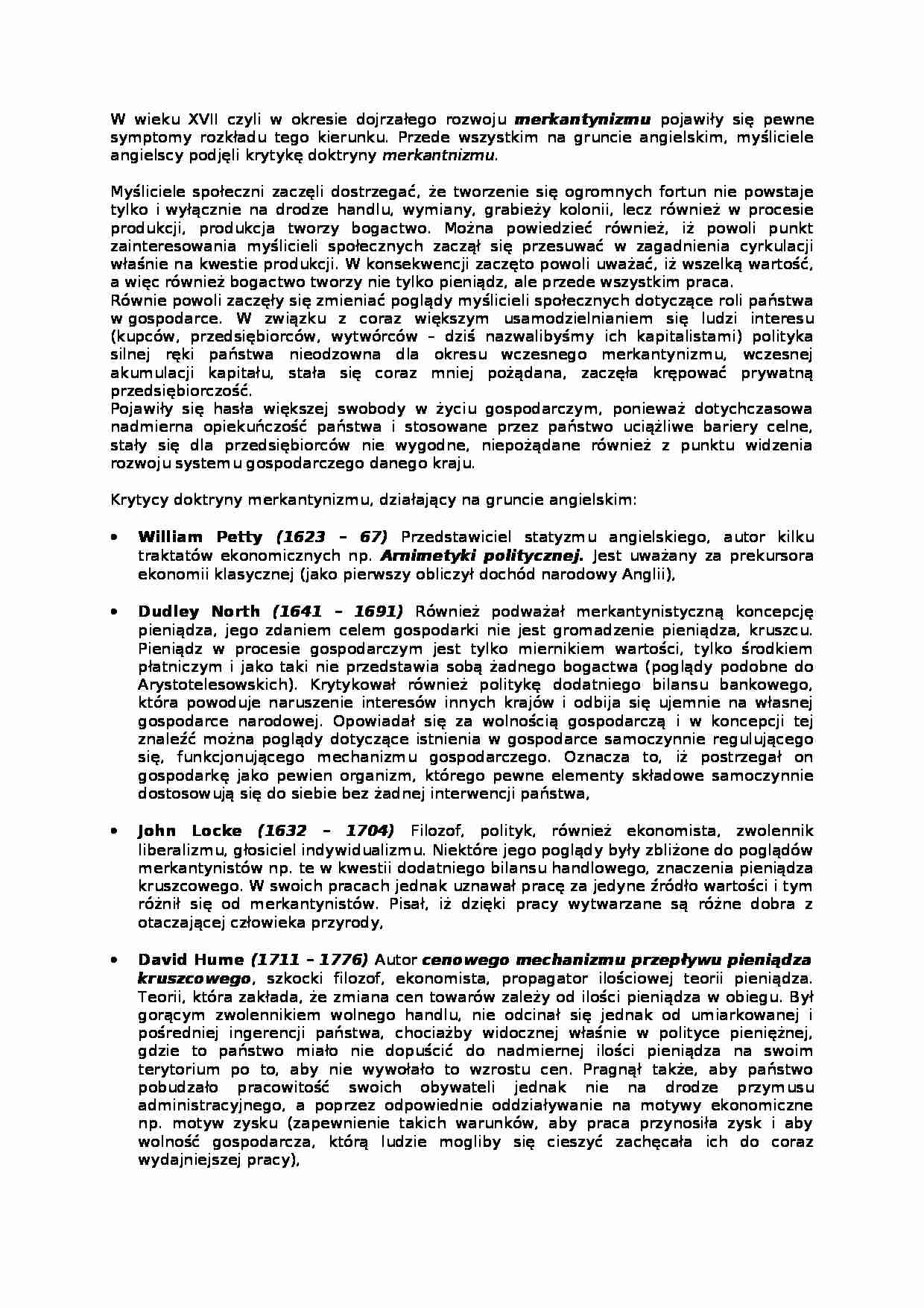 Historia myśli ekonomicznej - merkantynizm - strona 1