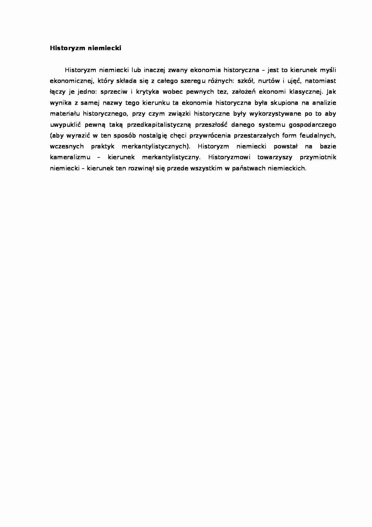 Historia myśli ekonomicznej - szkoły historyczne - strona 1
