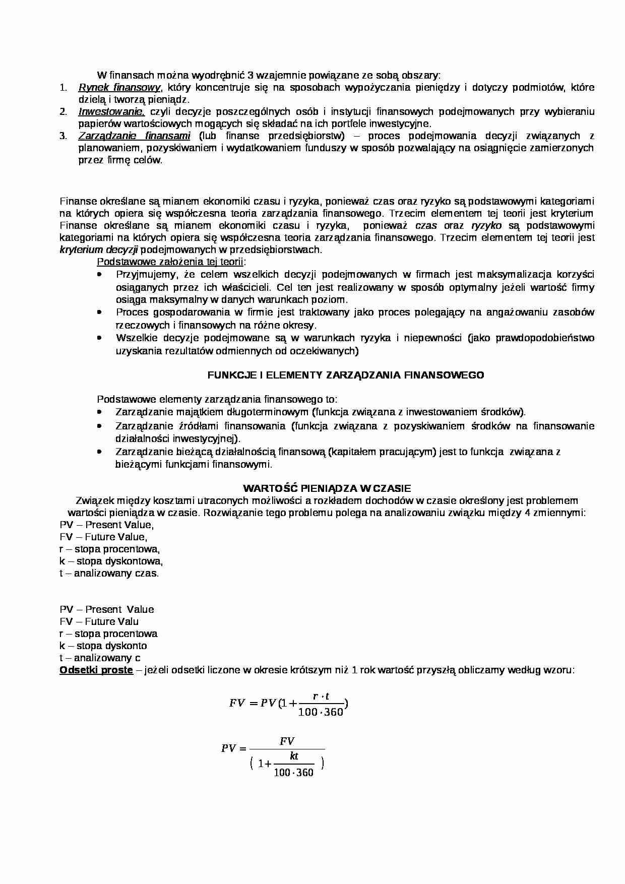 Zarządzanie kapitałem - analiza finansowa - strona 1