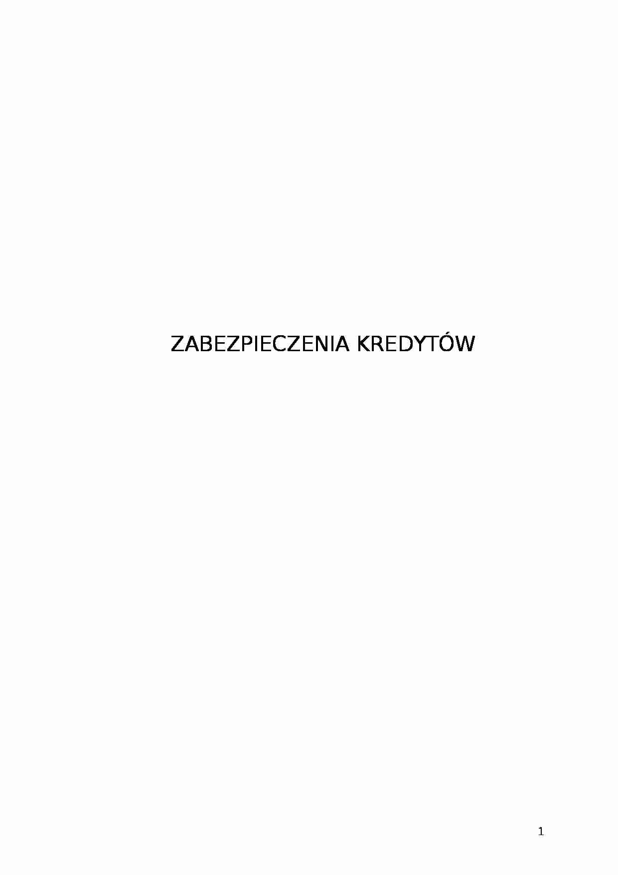 zabezpieczenia kredytów - strona 1