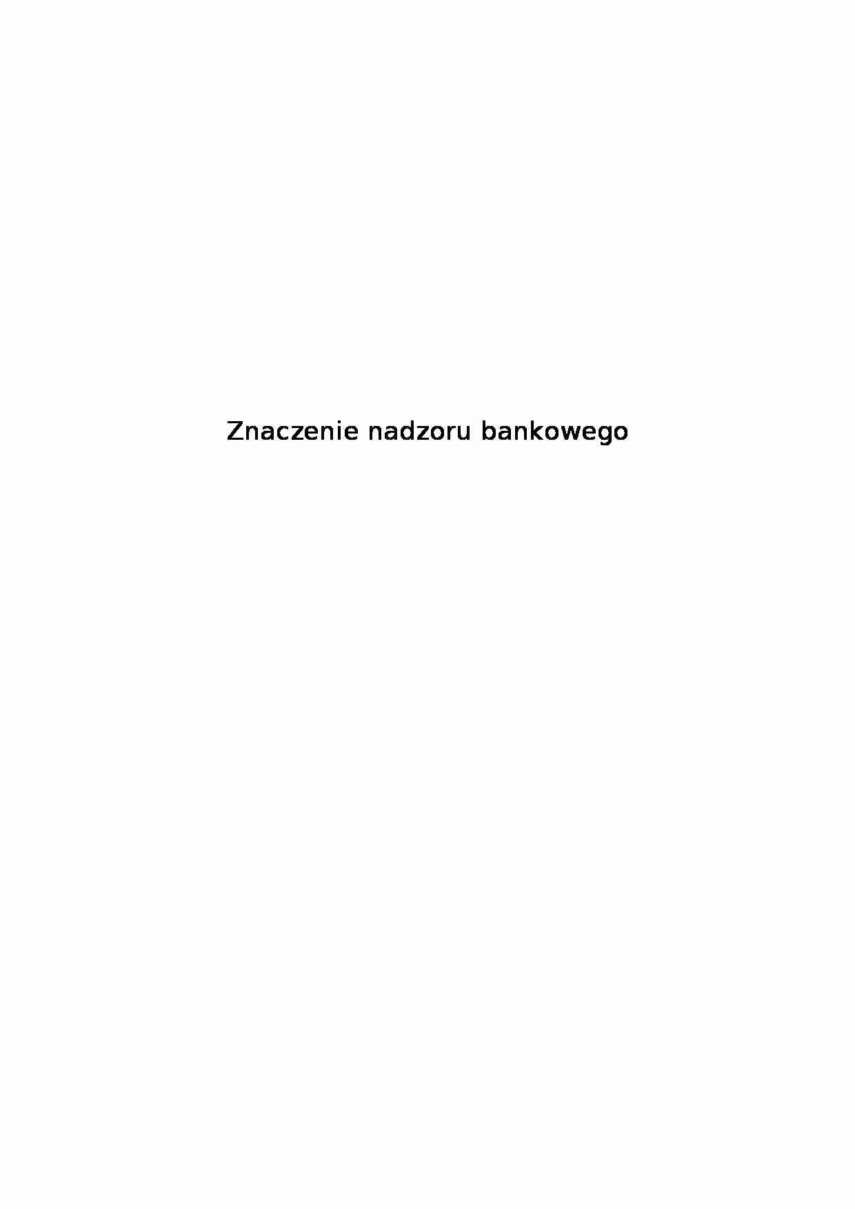 Znaczenie nadzoru bankowego - strona 1
