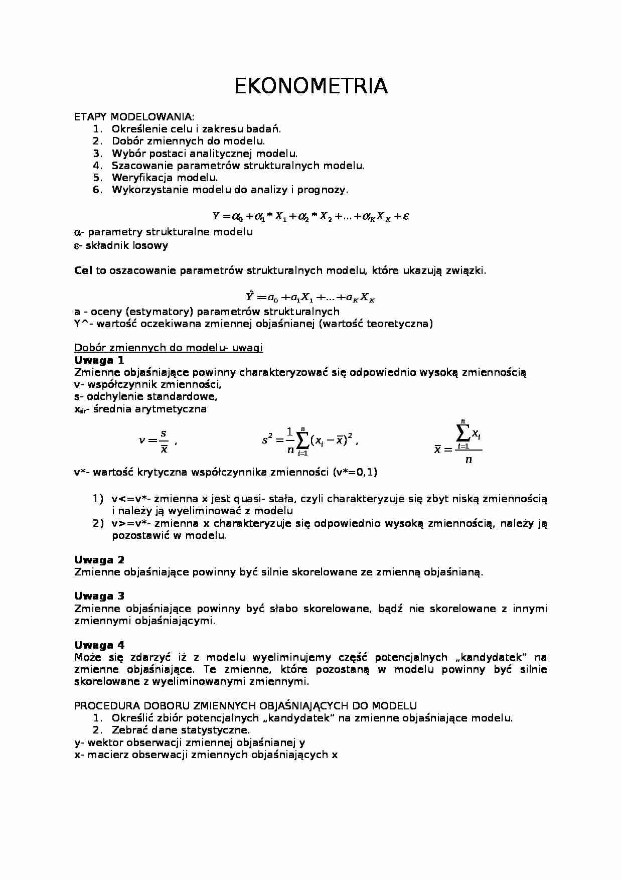 Ekonometria modelowanie - strona 1
