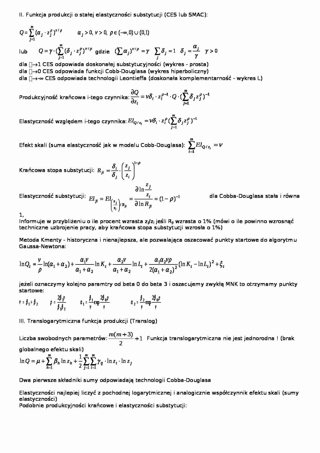 Ekonometria - wzory - strona 1