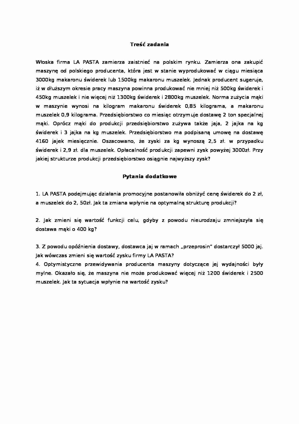 Model optymalizacyjny zadania - strona 1