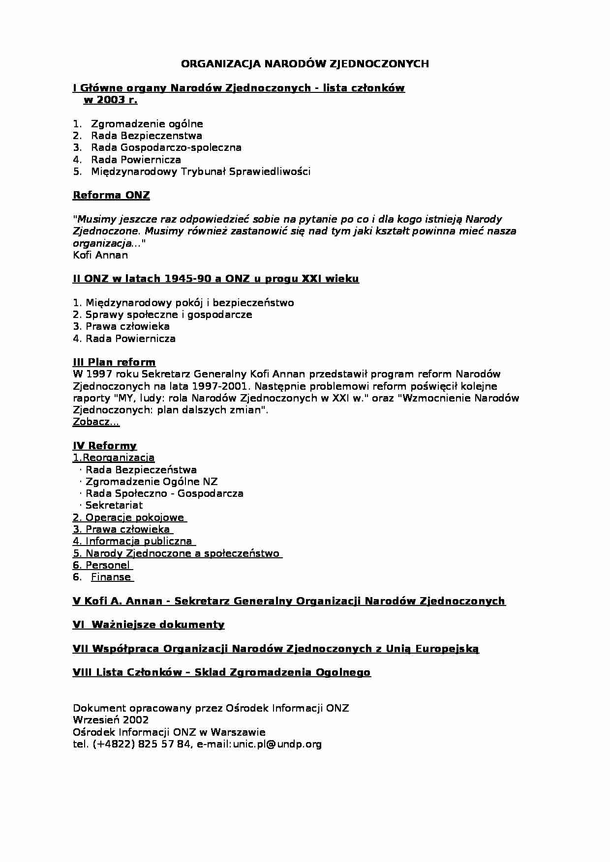 ONZ - informacje podstawowe - strona 1