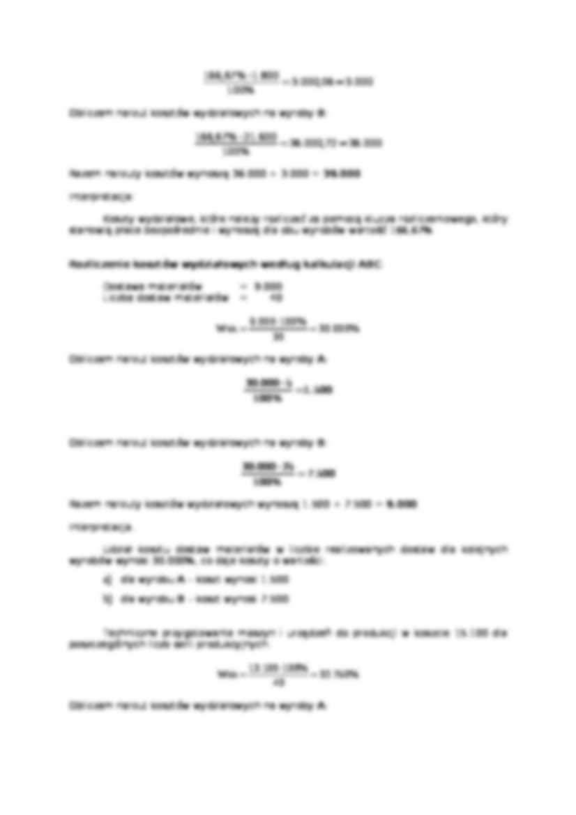 Kalkulacja kosztów metodą ABC - zadanie - strona 3