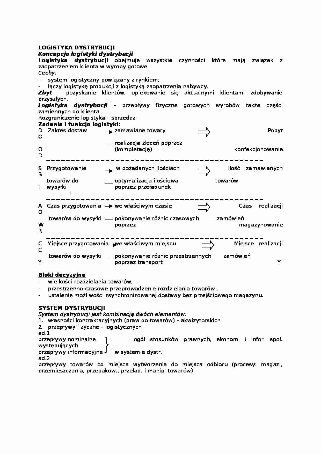 Logistyka wykład 11 - logistyka dystrybucji - strona 1