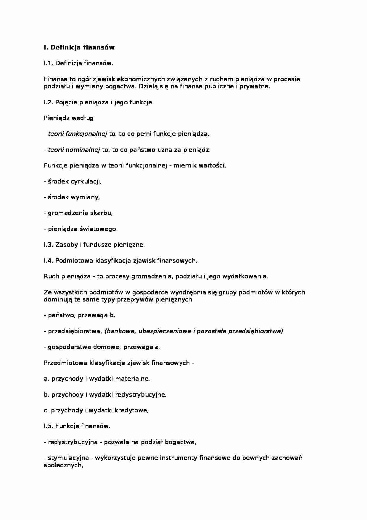 Finanase i polityka finansowa - strona 1