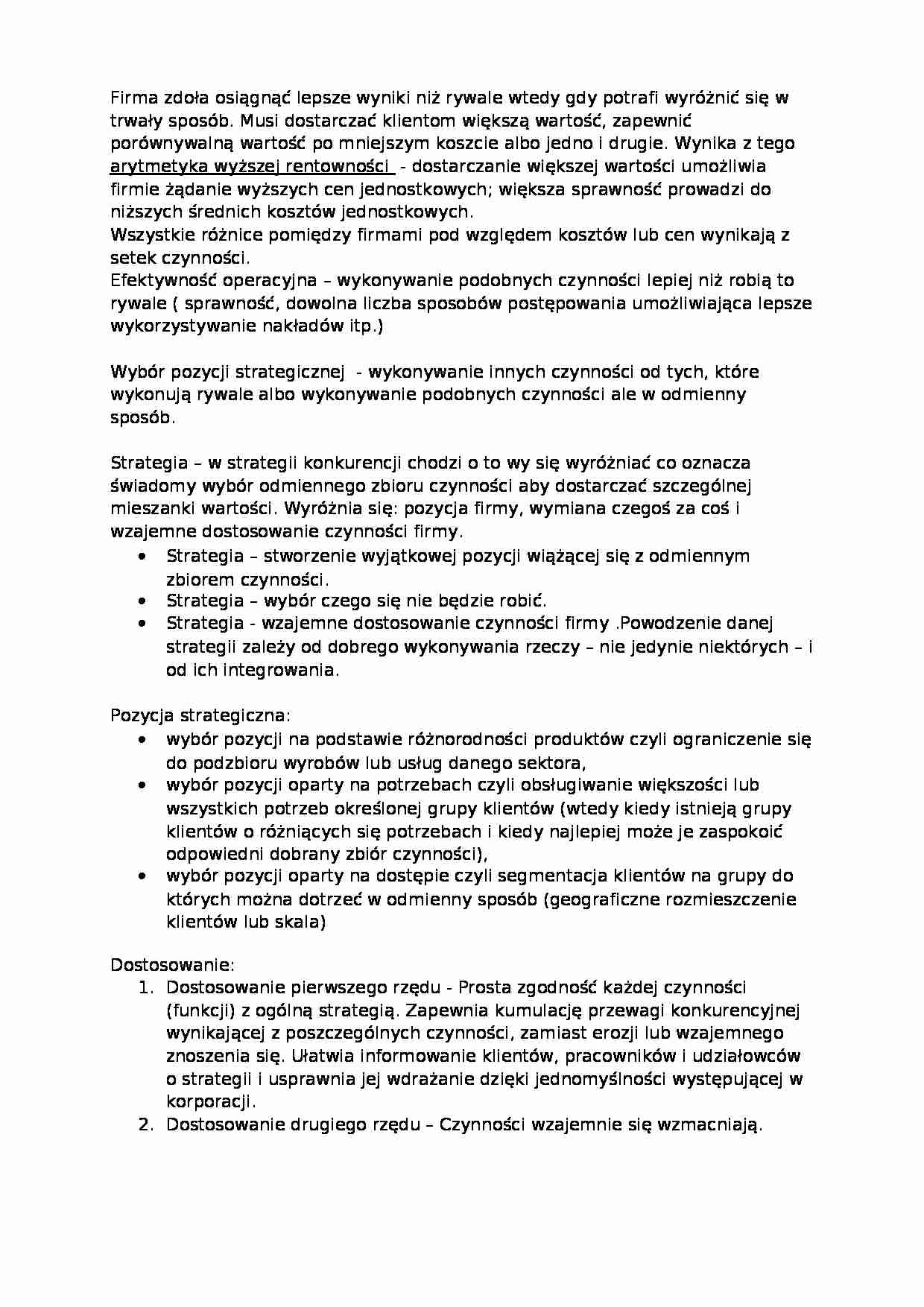 Porter czym jest strategia streszczenie - strona 1