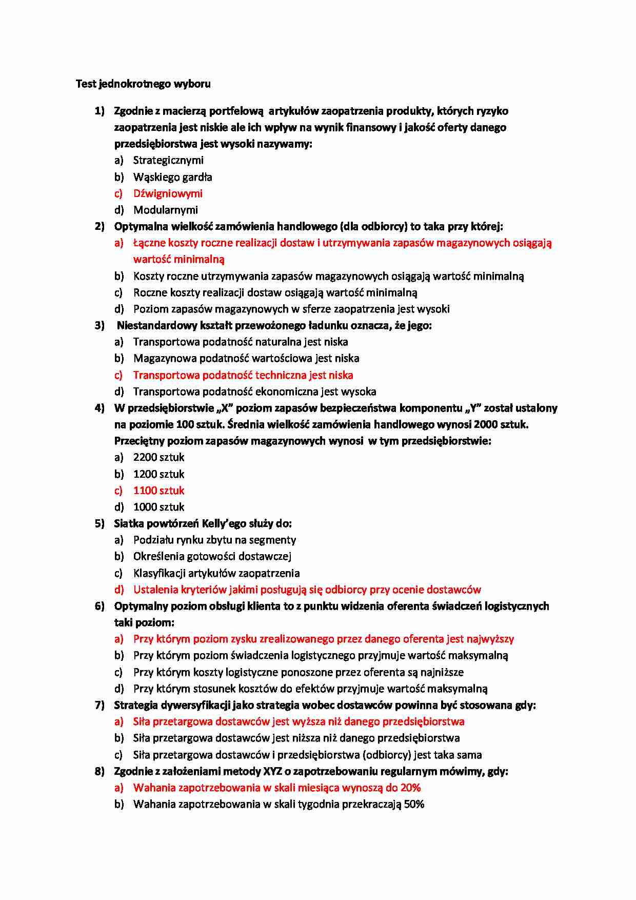 test pytania logistyka - strona 1