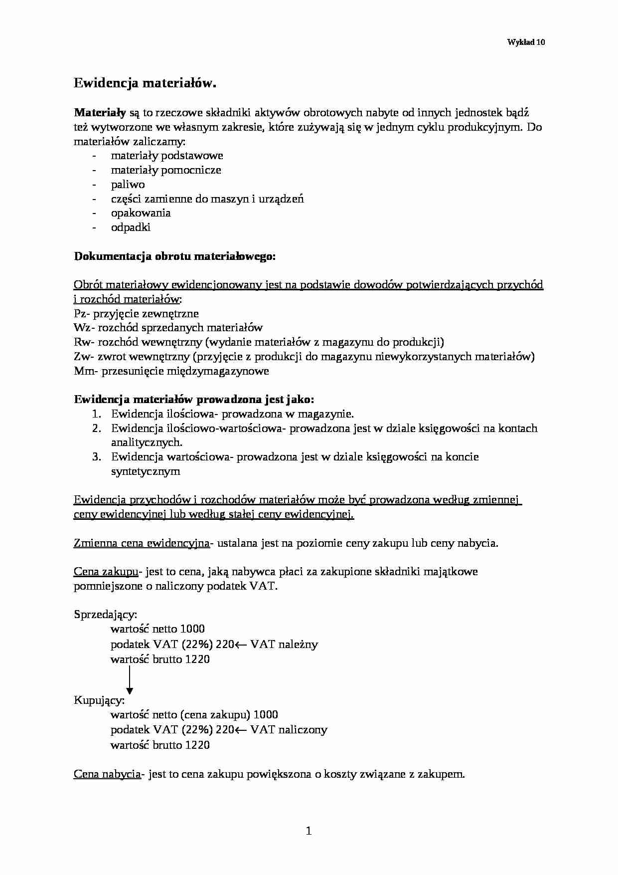 Ewidencja materiałów, metoda FIFO, metoda LIFO - strona 1