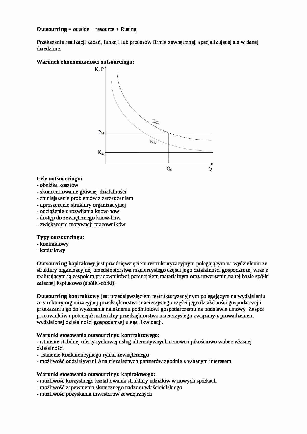 Outsourcing - cele, typy, warunki - strona 1