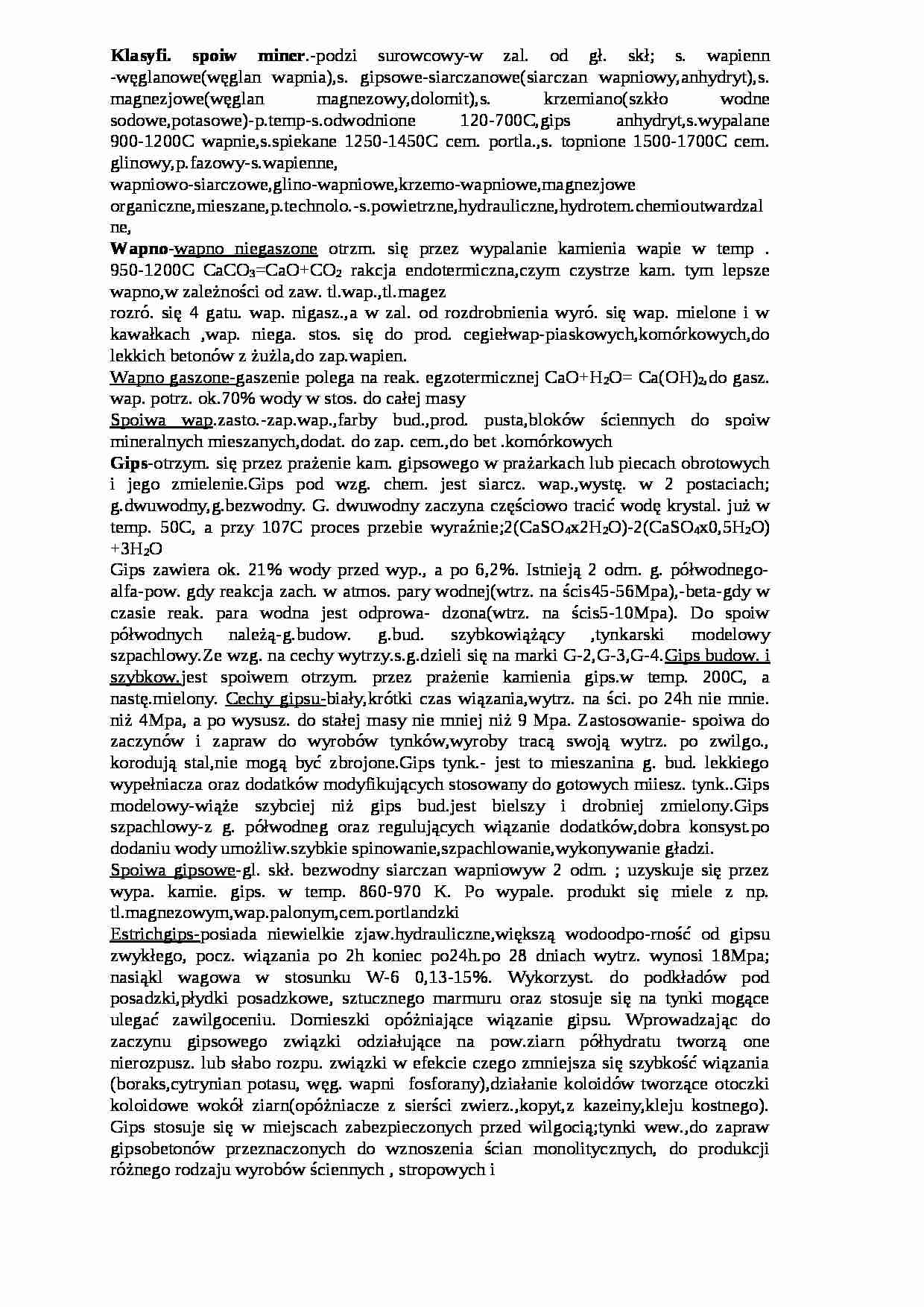 Klasyfikacja spoiw - strona 1