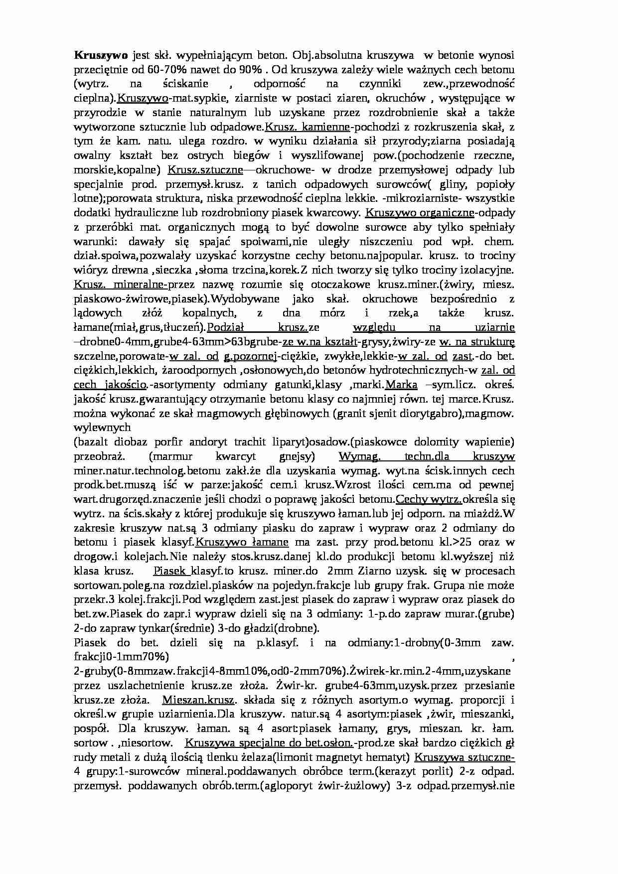 Kruszywo - ćwiczenia - strona 1