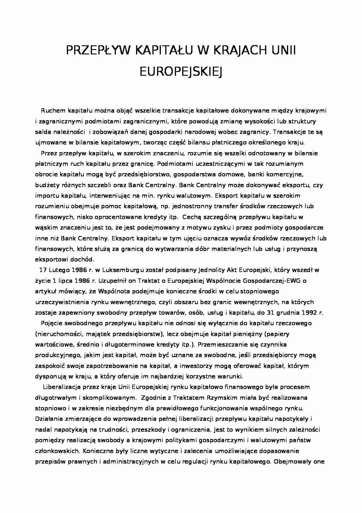 Przepływ kapitałów w krajach UE - strona 1