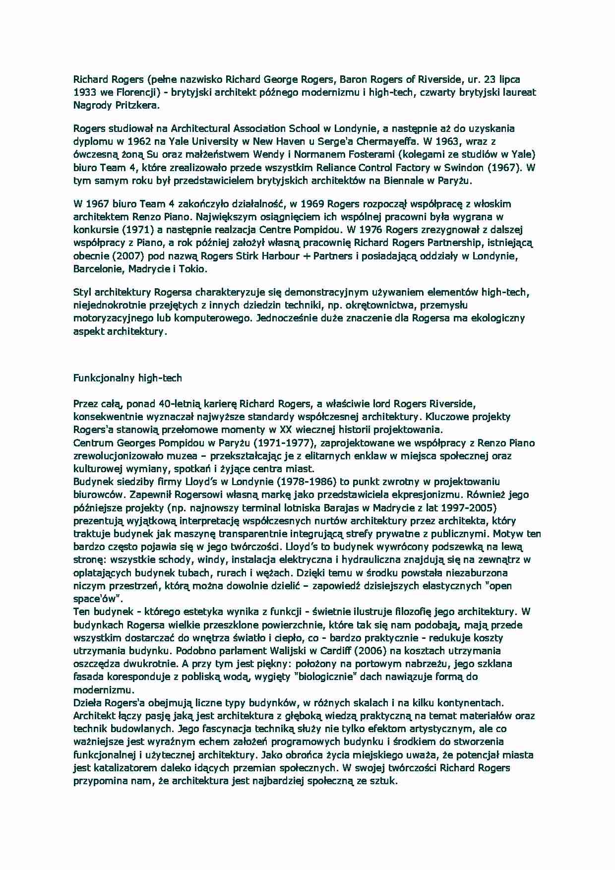 Richard Rogers referat - strona 1