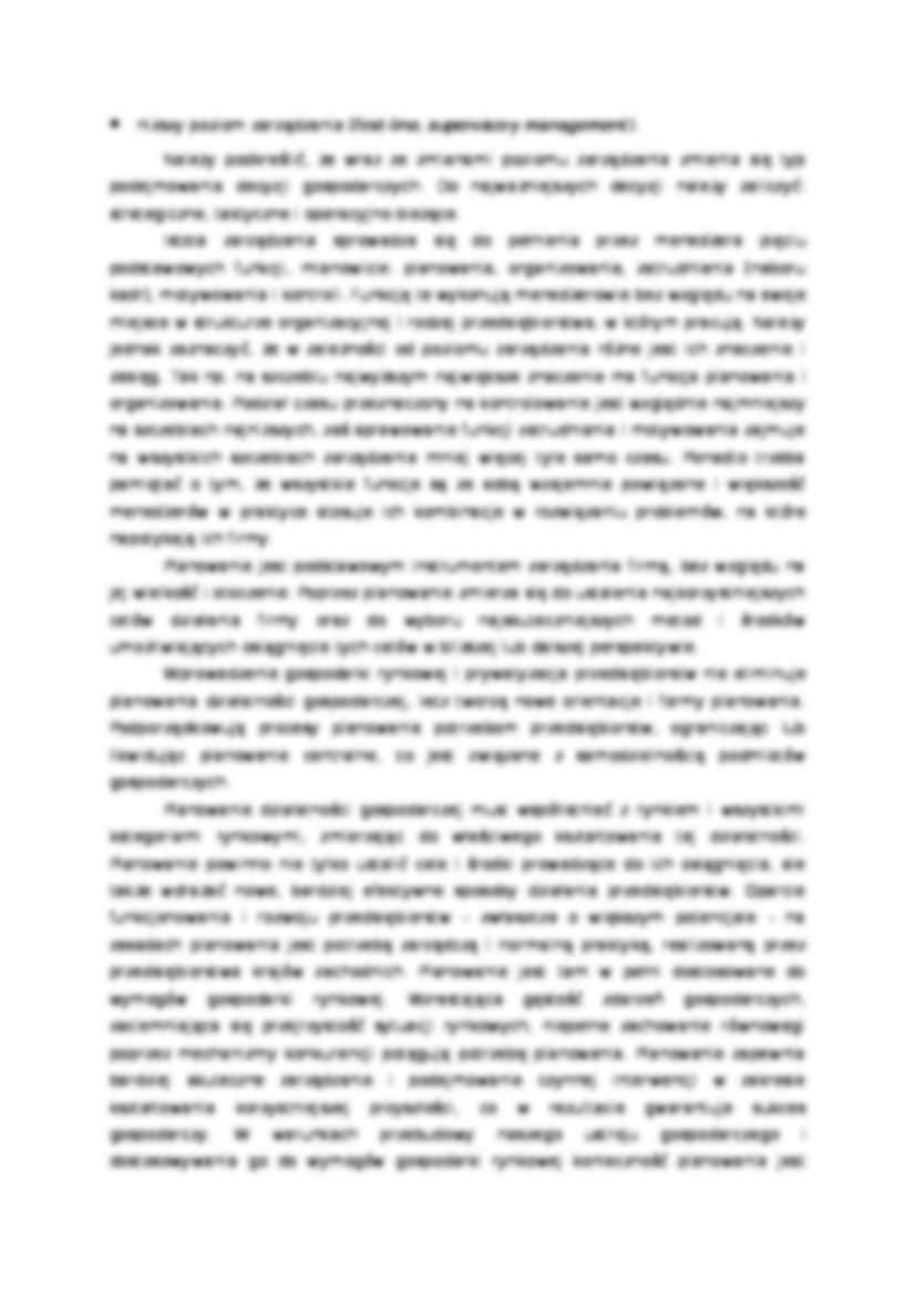 Planowanie a skuteczne zarządzanie przedsiębio - Poziomy zarządzania                            rstwem - Zarządzanie przez cele - strona 3
