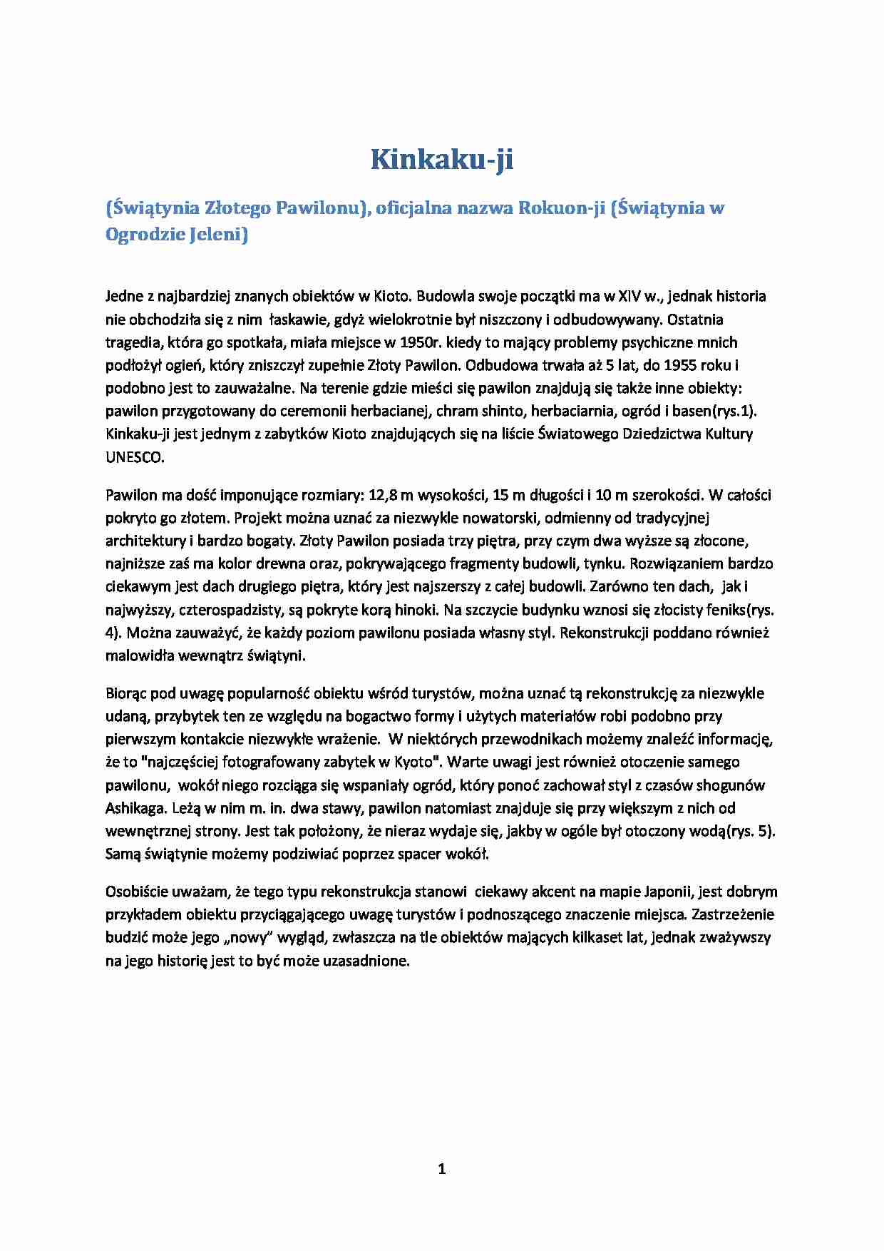 Kinaku Ji- świątynia złotego pawilonu referat - strona 1