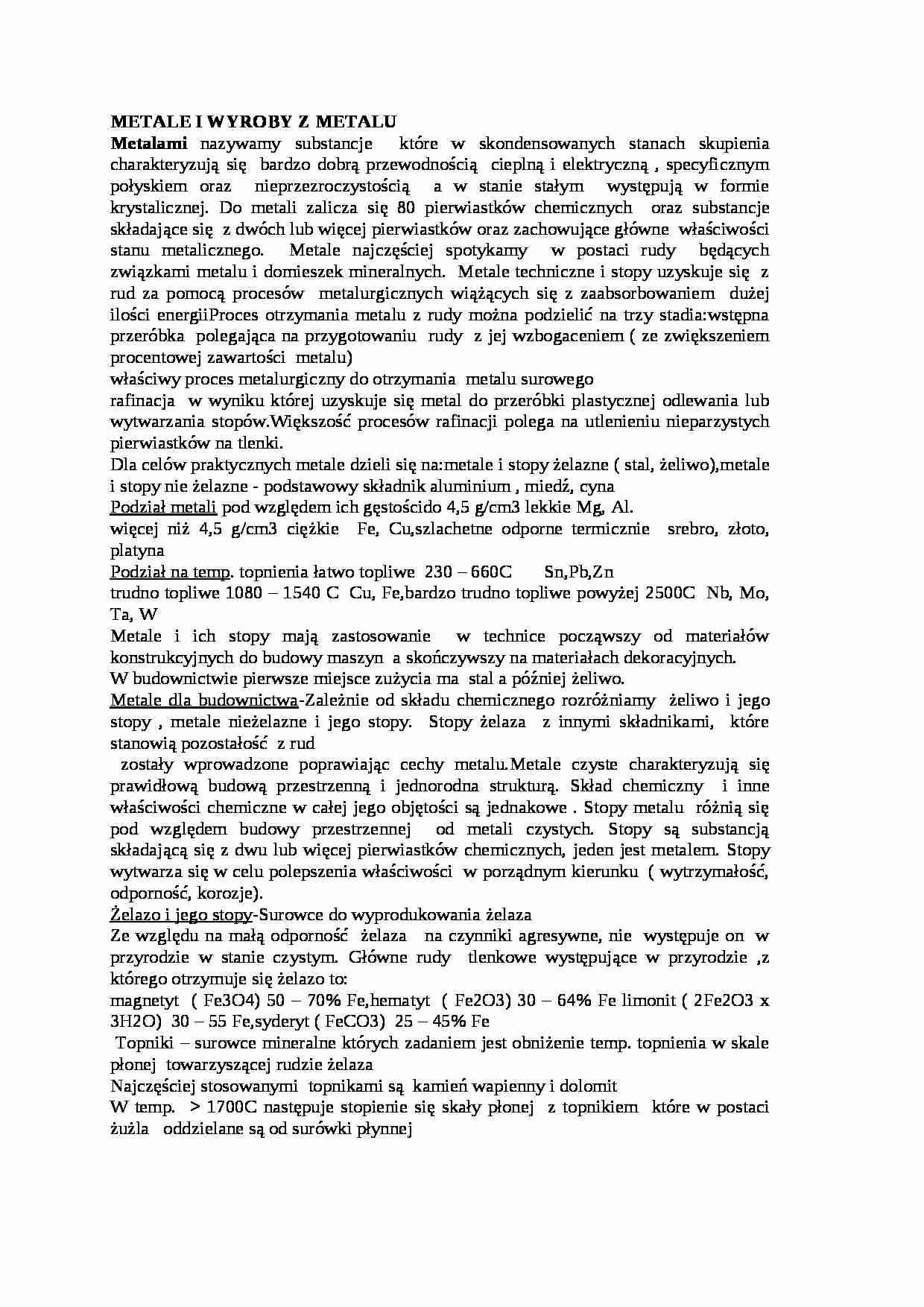 Metale i wyroby z metalu - strona 1