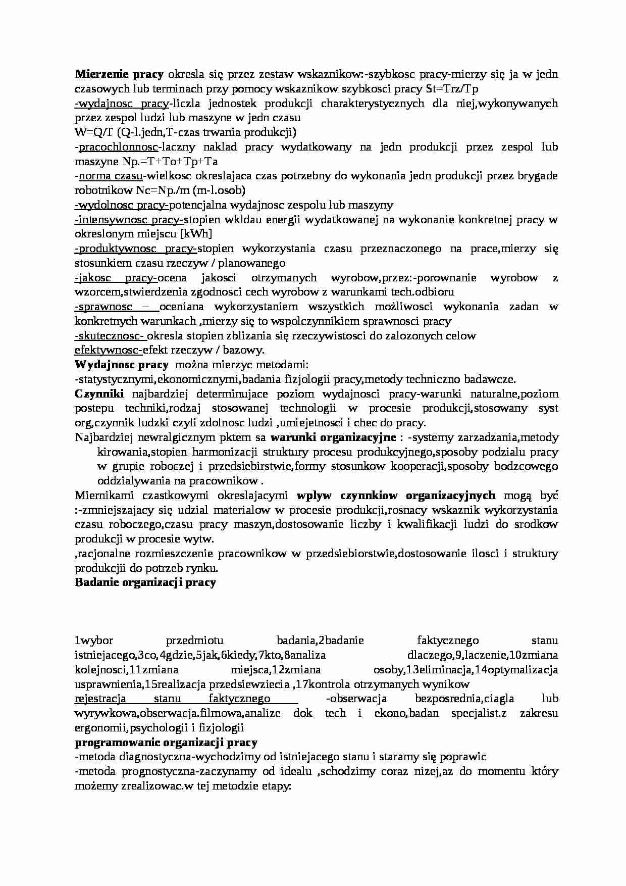 Mierzenie i organizacja pracy - strona 1
