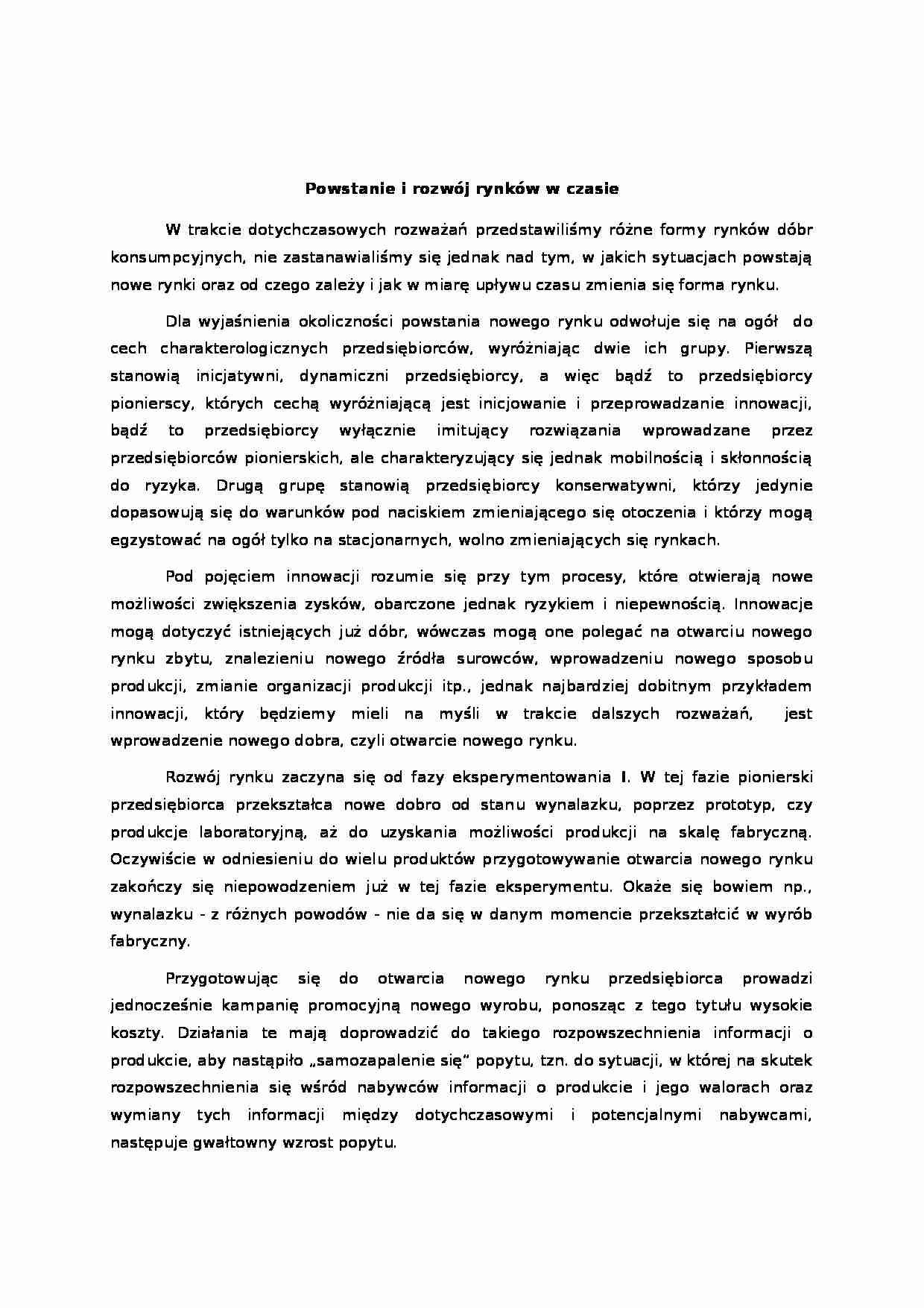 Powstanie i rozwój rynków w czasie - strona 1