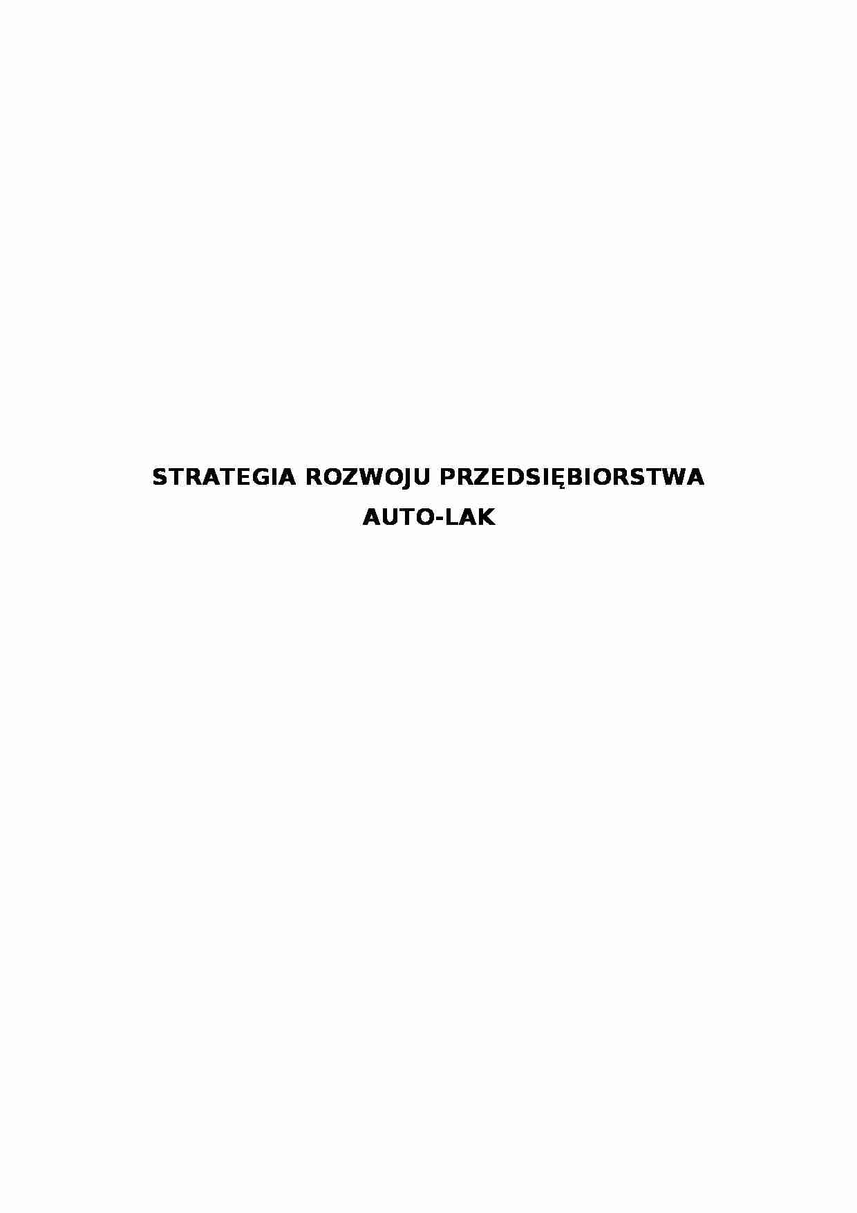 Strategia rozwoju przedsiębiorstwa Auto Lak - strona 1