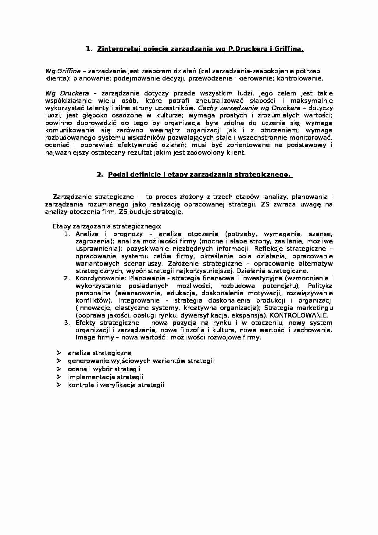 Zarządzanie strategiczne 36 zagadnień - strona 1