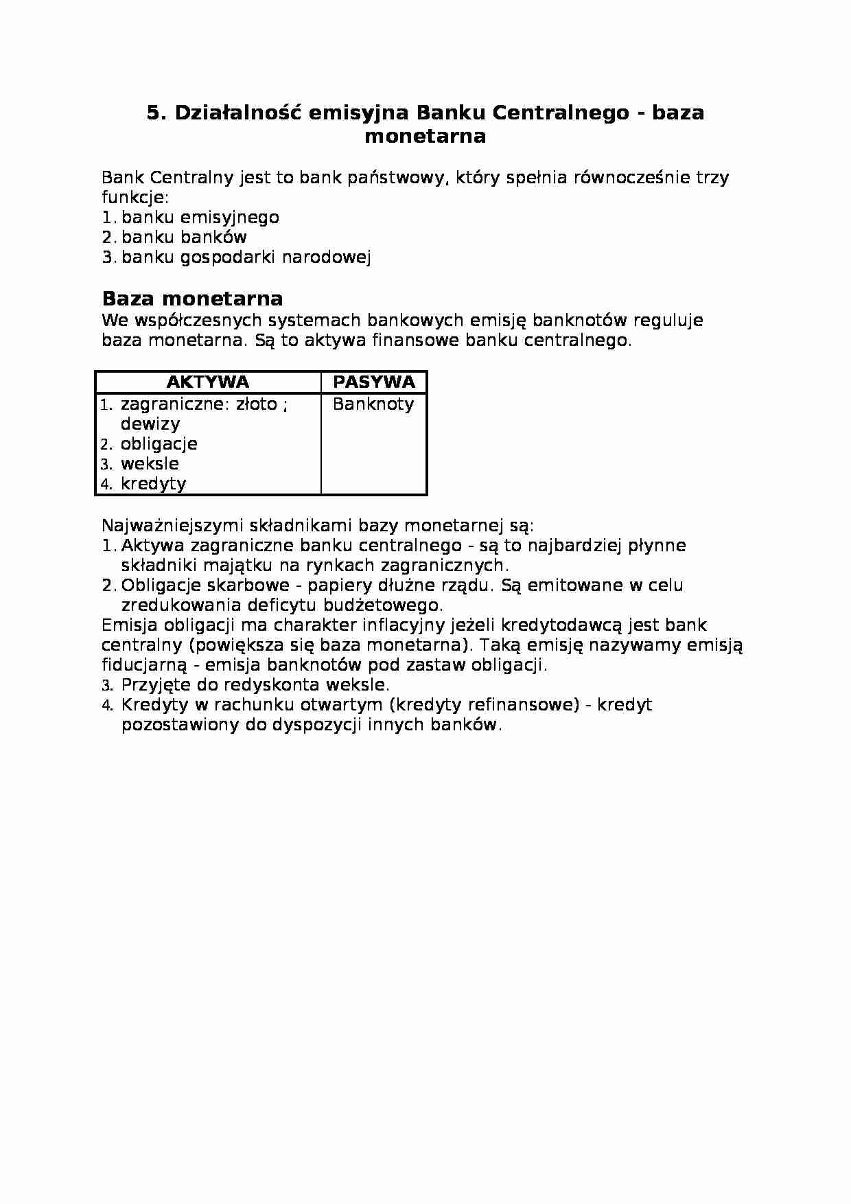 Działalność emisyjna Banku Centralnego - strona 1