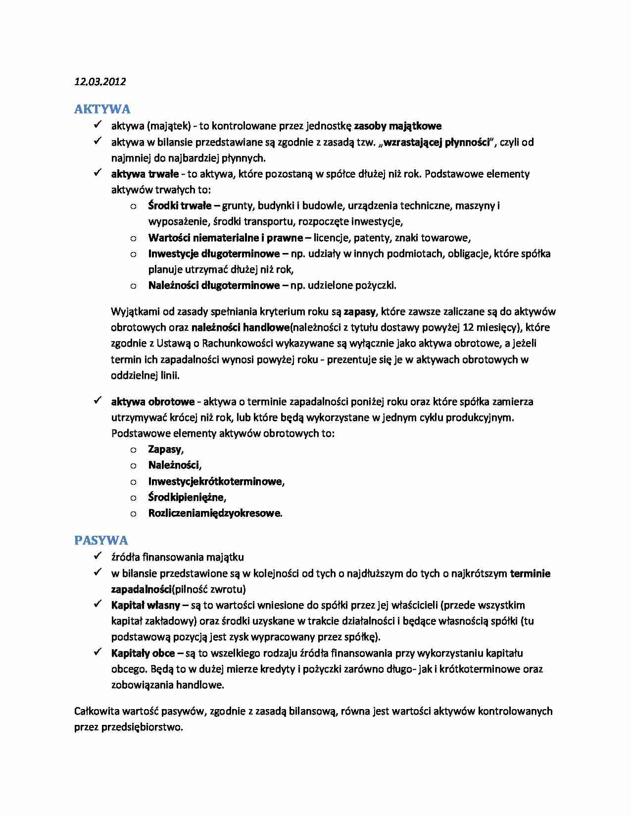 Aktywa i pasywa - majątek - strona 1